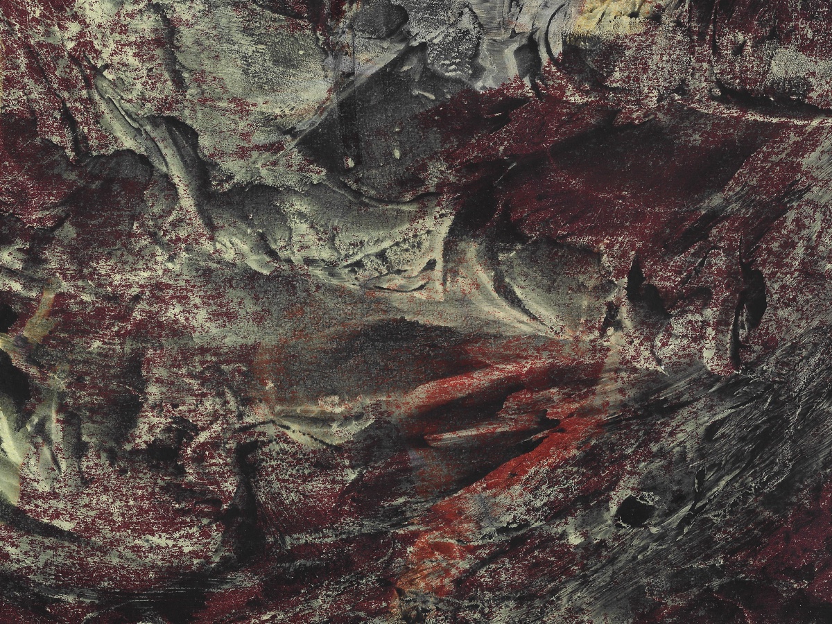 Weathered brown and gray layers resembling worn stone